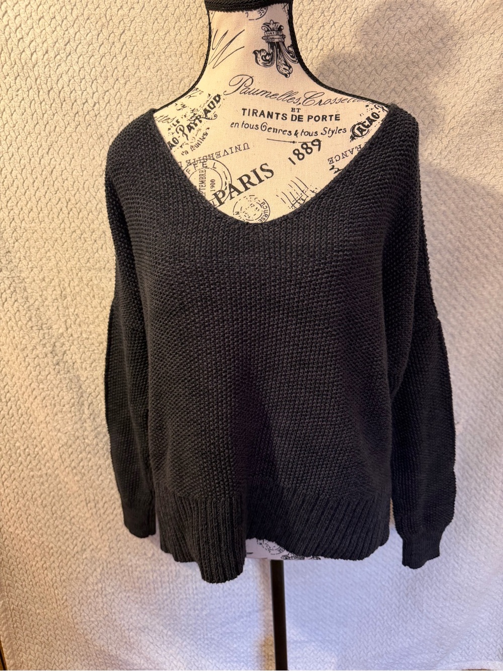 Lucky Brand Black V-Neck Chunky Knit Sweater